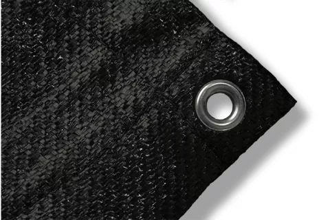 Schermdoek 100% | zoom & ringen | zwart | 1,50m x afsnit